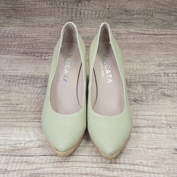 Viscata Barcelona Roses Canvas Women's Size EU 37 US 6.5 Beige Wedge Espadrilles - Picture 2 of 8